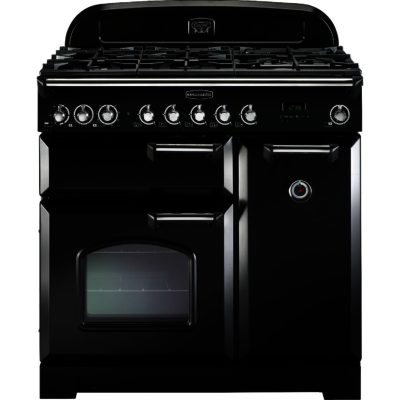 Rangemaster Classic Deluxe 90cm Dual Fuel 80950 Range Cooker in Black with Brass Trim and FSD Hob Rangemaster Classic Deluxe 90cm Dual Fuel 80950 Range Cooker in Black with Brass Trim and FSD Hob